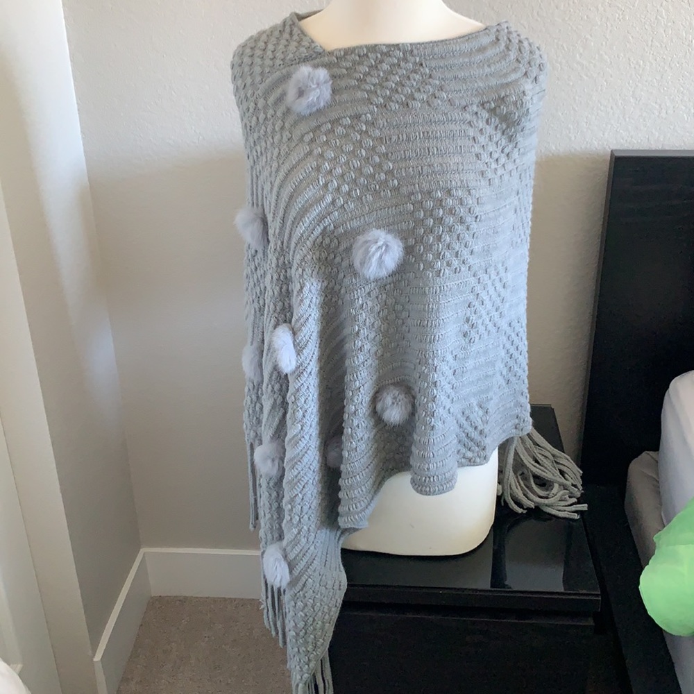 CYN Poncho with Pom poms!